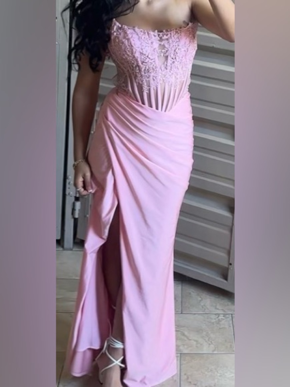 Windsor Dusty Rose Lace Prom Dress - Picture 3 of 3